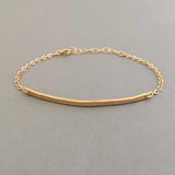 Hammered Curved Bar Gold Fill Bracelet