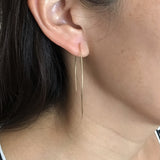 Hammered Wire Wishbone Threader Earrings
