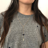 Small Cross Lariat Necklace