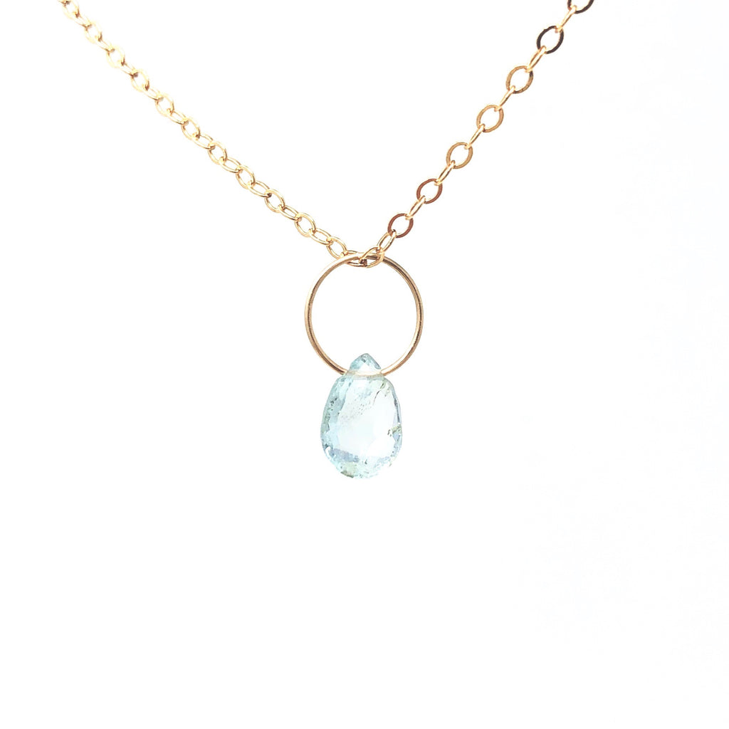 Aquamarine Stone Circle Necklace