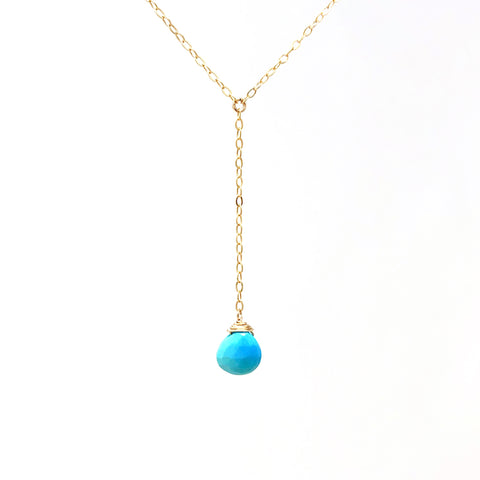 Turquoise Lariat Gold Necklace