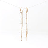 Tiny Pearl Gold Fill Box Chain Threader Earrings