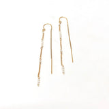 Tiny Pearl Gold Fill Box Chain Threader Earrings