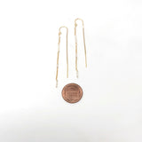 Tiny Pearl Gold Fill Box Chain Threader Earrings