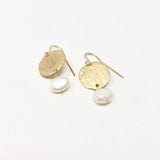 Pearl with Gold Disc Earrings