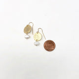 Pearl with Gold Disc Earrings