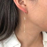 Tiny Pearl Gold Fill Box Chain Threader Earrings