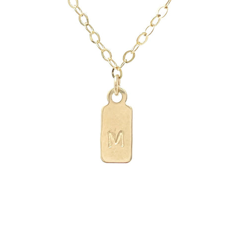 Personalized Stamped Initial Tag Necklace