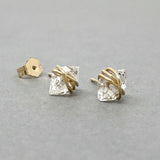 Wire-Wrapped Herkimer Diamond Post Earrings