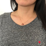 Three Garnet Petal Stone Necklace