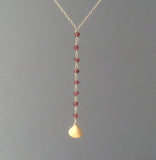 Red Garnet Beaded Gold Y Lariat Drop Necklace also available with other stones