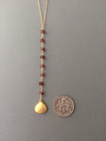 Red Garnet Beaded Gold Y Lariat Drop Necklace also available with other stones