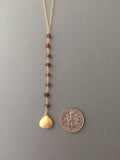 Red Garnet Beaded Gold Y Lariat Drop Necklace also available with other stones