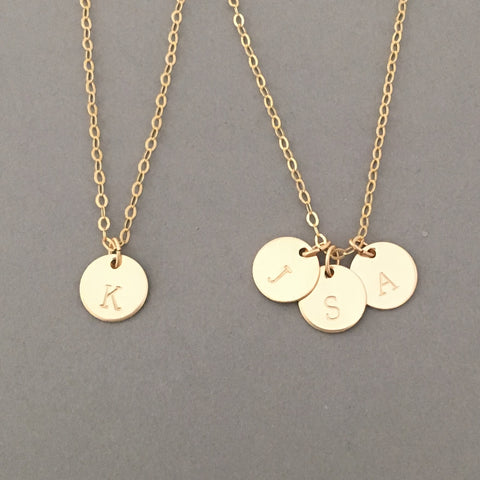 Stamped Initial Disc Necklace