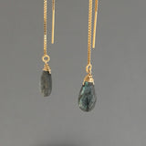 Labradorite Box Chain Threader Earrings in Gold Fill or Sterling Silver