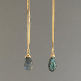 Labradorite Box Chain Threader Earrings in Gold Fill or Sterling Silver