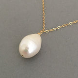 LARGE White Pearl Teardrop Necklace