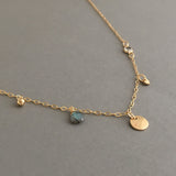 Mixed Gold Disc with Labradorite and Swarovski Crystal Necklace also in Sterling Silver and Rose Gold Fill
