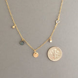 Mixed Gold Disc with Labradorite and Swarovski Crystal Necklace also in Sterling Silver and Rose Gold Fill