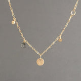 Mixed Gold Disc with Labradorite and Swarovski Crystal Necklace also in Sterling Silver and Rose Gold Fill