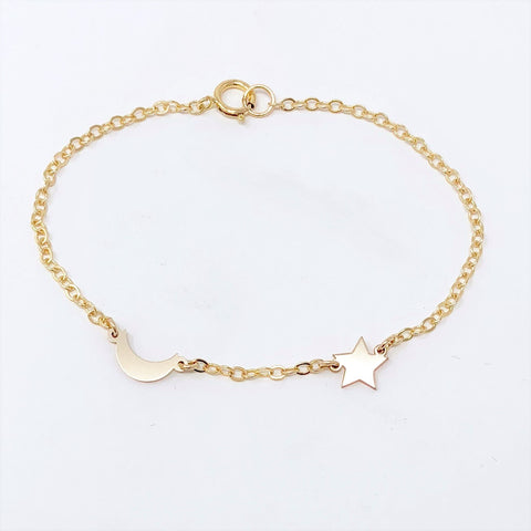 MOON and STAR Gold Fill BRACELET also available in Sterling Silver and Rose Gold Fill