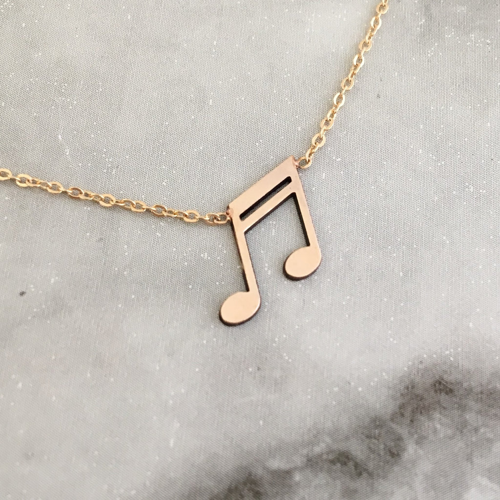 Music Note Necklac in Gold Silver and Rose Gold JENNY and JUDE