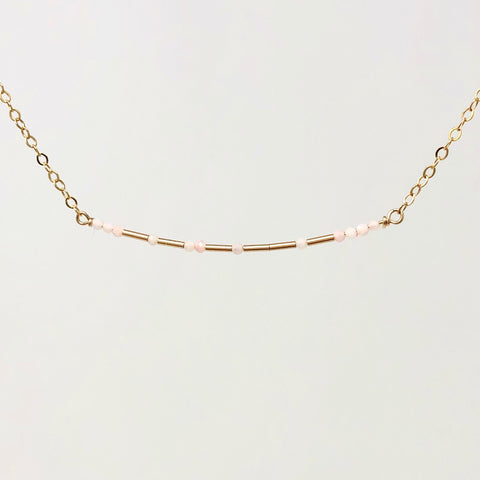 PINK OPAL Morse Code Necklace