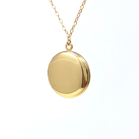 Large Round Gold Fill Locket Necklace