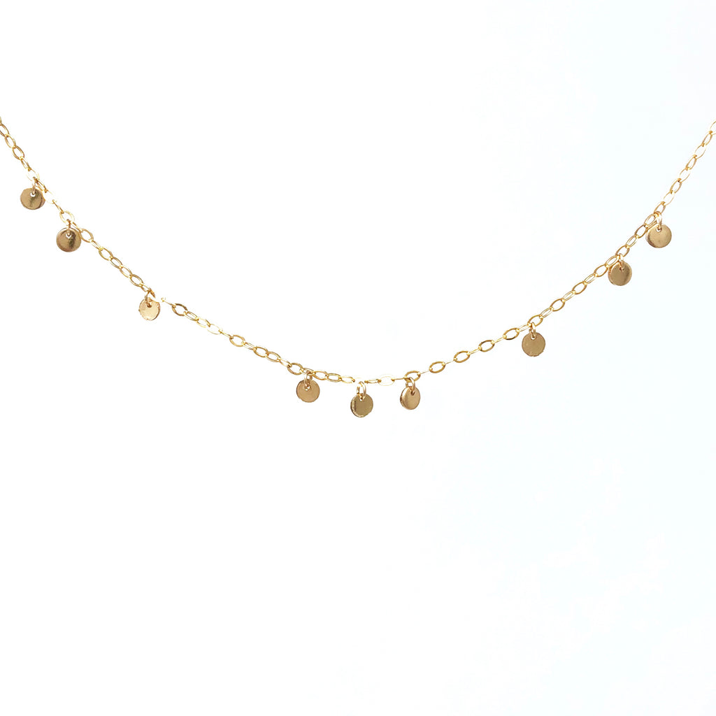 Scattered Dot Disc Gold Fill Necklace also in Rose Gold Fill and Sterling Silver