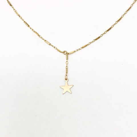 Single Star Bar Lariat Necklace available in Gold or Silver