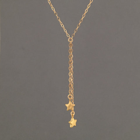 Two Stars Y Lariat Drop Necklace
