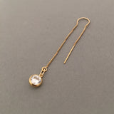 Gold Fill Swarovski Crystal Box Chain Threader Earrings