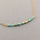 TEAL AMAZONITE Small Bar Morse Code Necklace