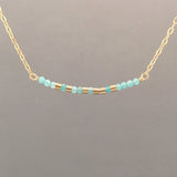 TEAL AMAZONITE Small Bar Morse Code Necklace