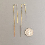 Thin Hammered Bar Box Chain Threader Earrings