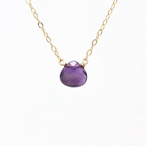 Tiny Amethyst Teardrop Necklace