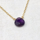 Tiny Amethyst Teardrop Necklace