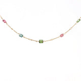 Tourmaline Stone Gold Bar Beaded Necklace