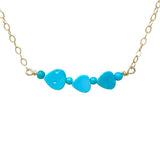 Triple Turquoise Stone Beaded Necklace