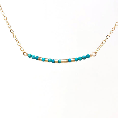 TURQUOISE Small Bar Morse Code Necklace