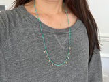 Turquoise Beaded and Feather Charm Necklace