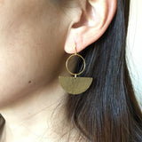 Hammered Gold Half Disc Hoop Earrings also in Sterling Silver