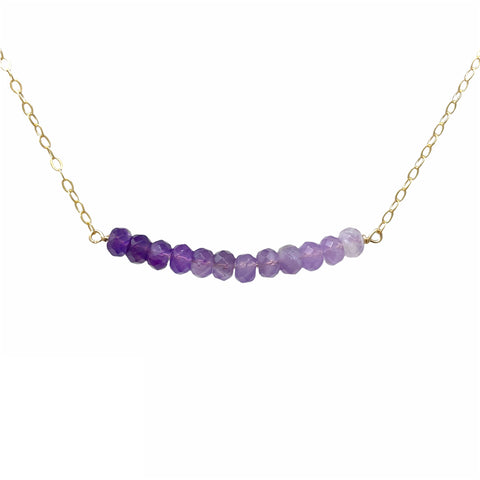 Real Purple Amethyst Ombre Beaded Necklace
