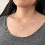FLOWER ENGRAVED Disc Necklace