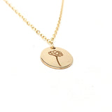 FLOWER ENGRAVED Disc Necklace