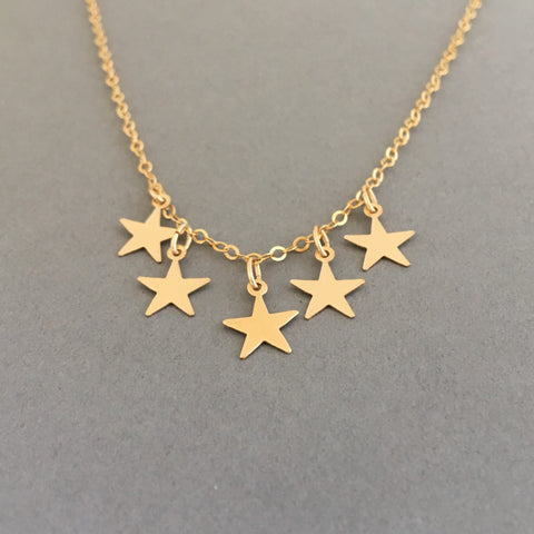 Five Gold Star Necklace also in Silver