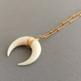 White Bone Double Horn SATELLITE CHAIN Necklace