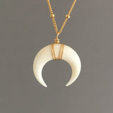 White Bone Double Horn SATELLITE CHAIN Necklace