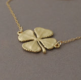 Double Connected Four Leaf Clover Necklace
