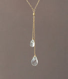 Y Lariat Drop Clear Quartz Gemstone Necklace